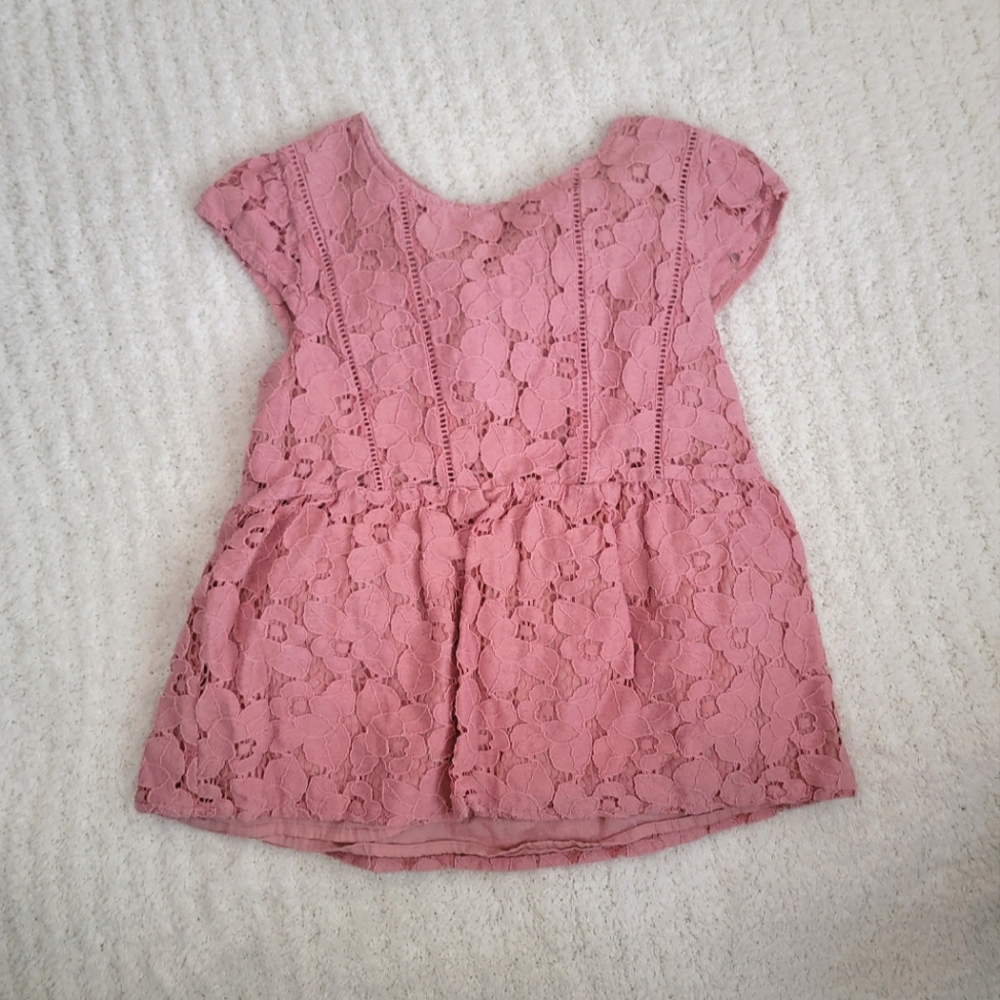 Pink Lace Girls Blouse with Cap Sleeves Size Small (7-8) from Gap Kids
